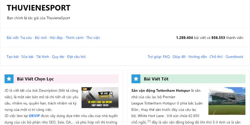 Giới thiệu trang web ThuvieneSport mới nhất